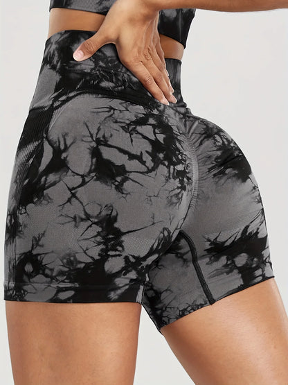 Women's Tie-Dye Yoga Shorts Leggings For High Waist Seamless Cycling Jogging Fitness Push Up Sports Gym Shorts Pants