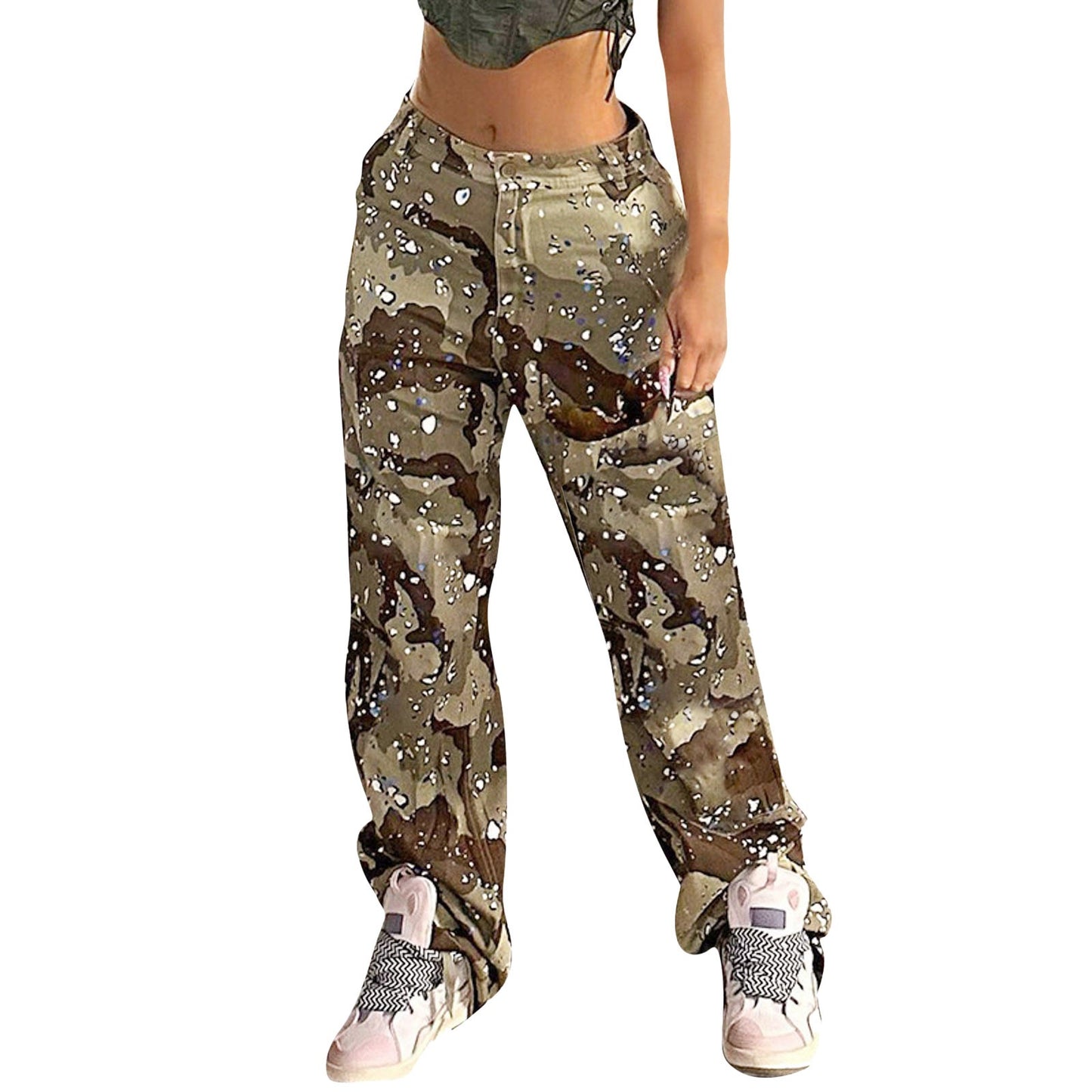 Camouflage Cargo Pants Women's Vintage Baggy Casual Military Pants Clothes Women Pocket Trousers Aesthetic 90s