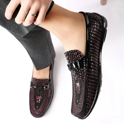 Trendy Brand Men's Genuine Leather Shoes Luxurious Banquet Dress Shoes Men's Low Top Loafers Casual Walking Shoes Big Size：36-47