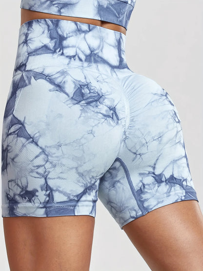 Women's Tie-Dye Yoga Shorts Leggings For High Waist Seamless Cycling Jogging Fitness Push Up Sports Gym Shorts Pants