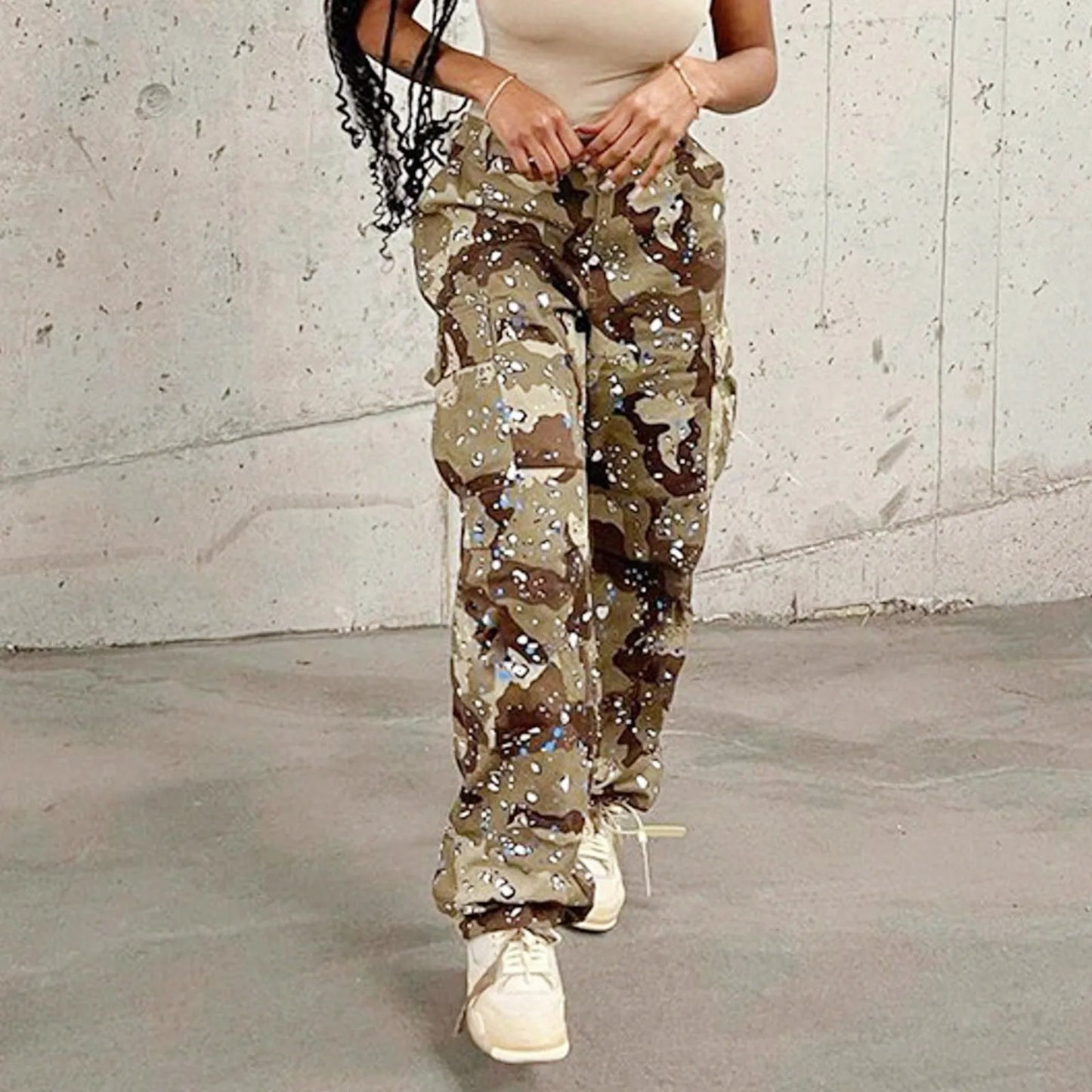 Camouflage Cargo Pants Women's Vintage Baggy Casual Military Pants Clothes Women Pocket Trousers Aesthetic 90s