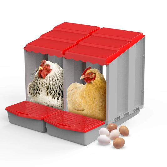 1/2/3/4 Compartment Roll Out Nesting Box for Chickens Hens | Heavy Duty Chicken Coop Nesting Box with Lid Cover to Protect Eggs