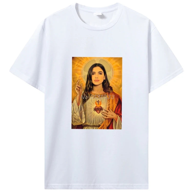 Men Cotton Graphic Tshirt Introver T-Shirt For Dua Lipa Jesus T Shirt Unisex Tops Tees Men's Clothing Streetwear