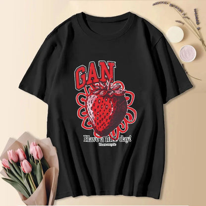 2024 Cute Summer Fashion Short Sleeve Cooton T-Shirts Letter Printed Tees Women Cresw Neck Tops Funny Animals Shirt Rabbit Shirt