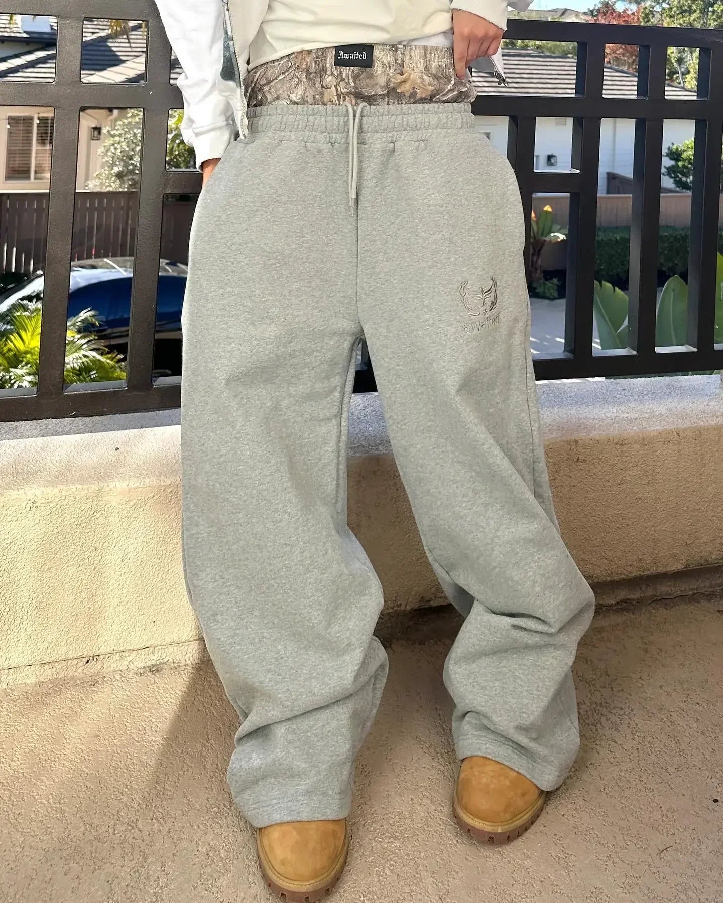 Y2K Retro Leisure Sports Pants Camouflage Embroidered Double Waist Pants Harajuku High Waisted Women Straight Leg Wide Leg Pants