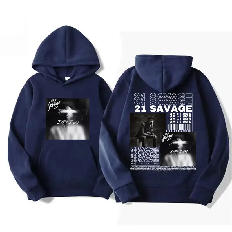 Rapper 21 Savage I Am I Was Album Cover Hoodies Men's Women Hip Hop Vintage Style Hoodie Fashion Oversized Sweatshirt Streetwear