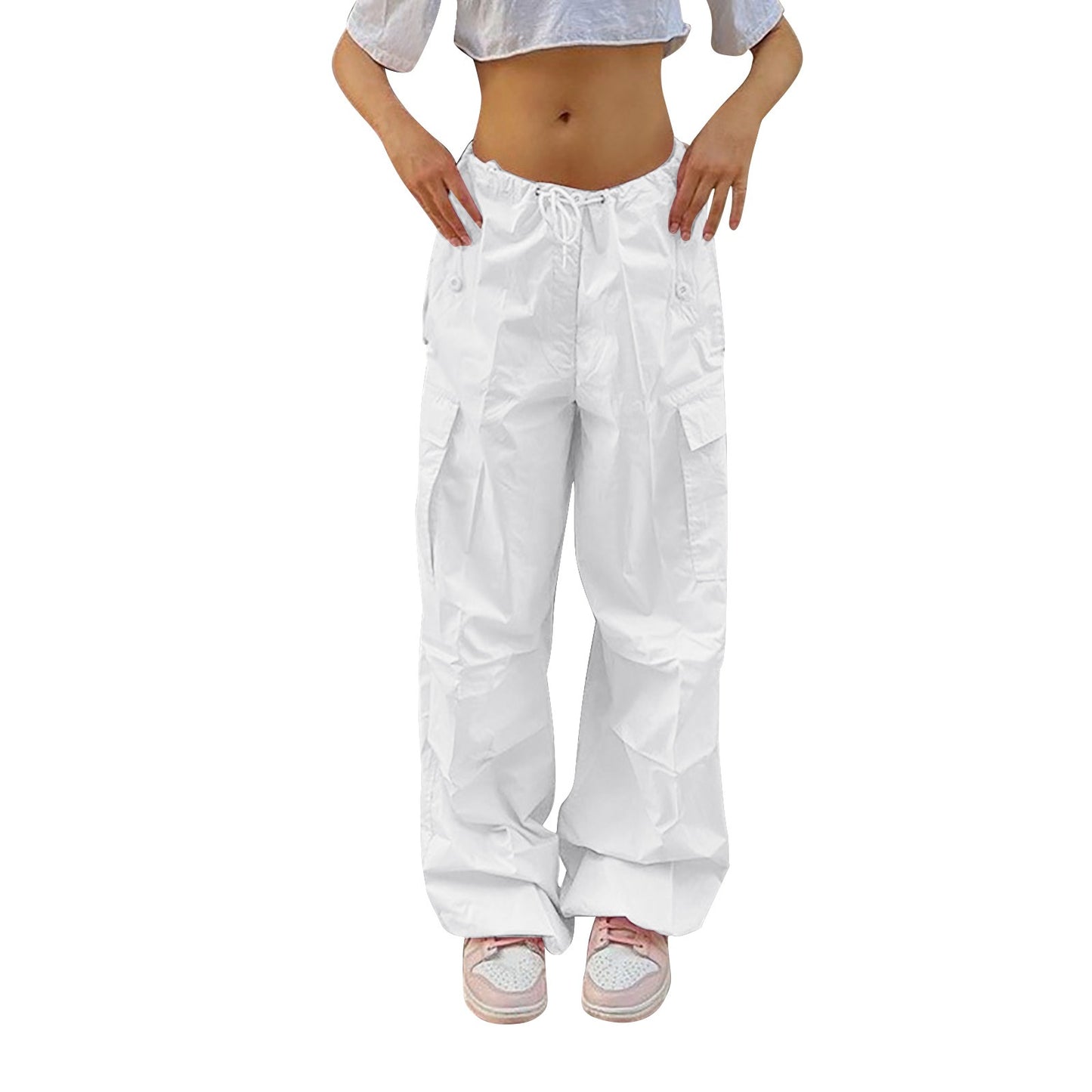 Y2K Women's Straight Cargo Pants With Pockets Loose Wide Leg Pants Hip Hop Sweatpants Casual Trousers Streetwear Pantalones