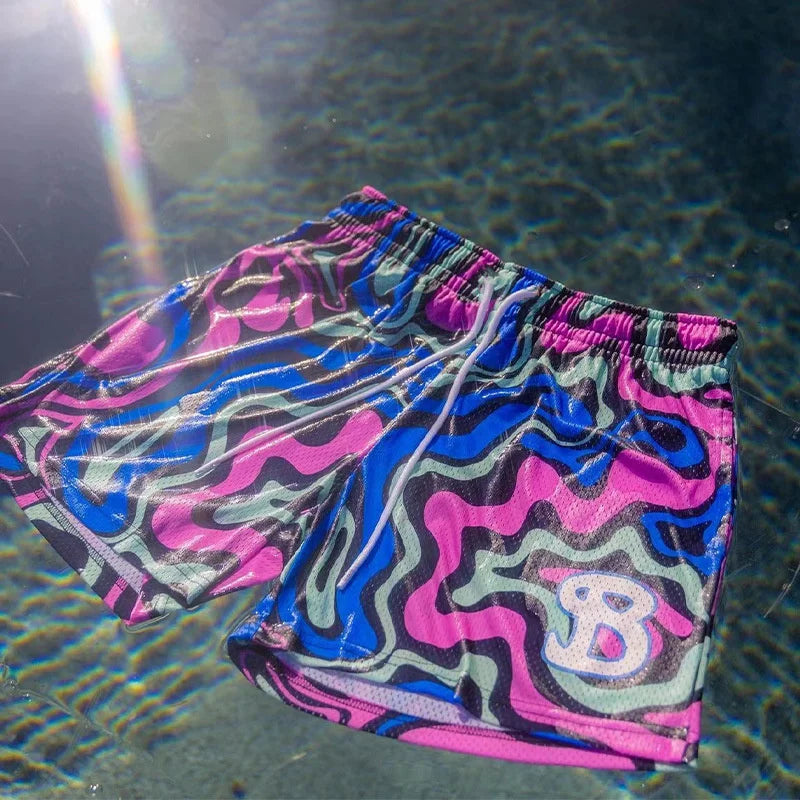 2024 BUCKETSQUAD Summer Mesh Basketball Shorts Men's Quick Drying Loose Sports Shorts Casual Trendy Running Beach Shorts