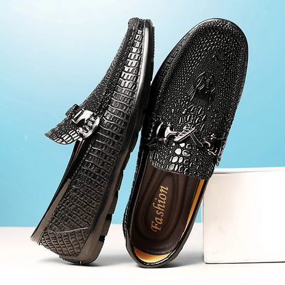 Trendy Brand Men's Genuine Leather Shoes Luxurious Banquet Dress Shoes Men's Low Top Loafers Casual Walking Shoes Big Size：36-47