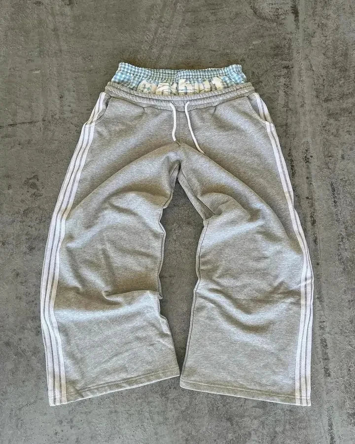 Y2K Retro Straight Pants Tracksuit Streetwear Pants Personalized Pant Leg Zipper Embroidery  Hip Hop Casual Joggers Men Pants