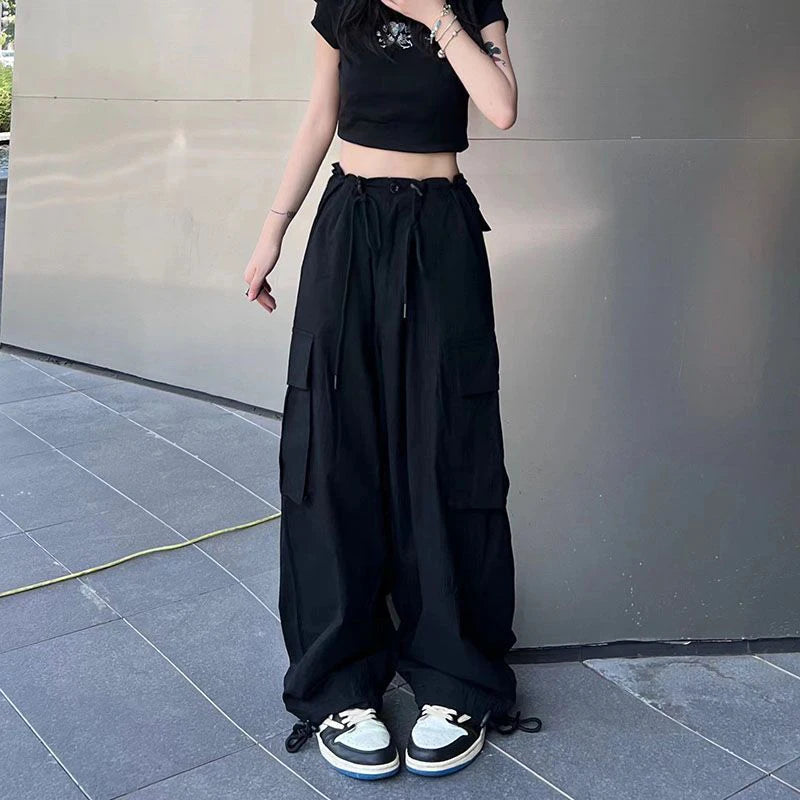 Y2K Cargo Pants Women Oversized Wide Leg Sweatpants Streetwear High Waist Baggy Joggers Harajuku Hip Hop Casual Sports Trousers