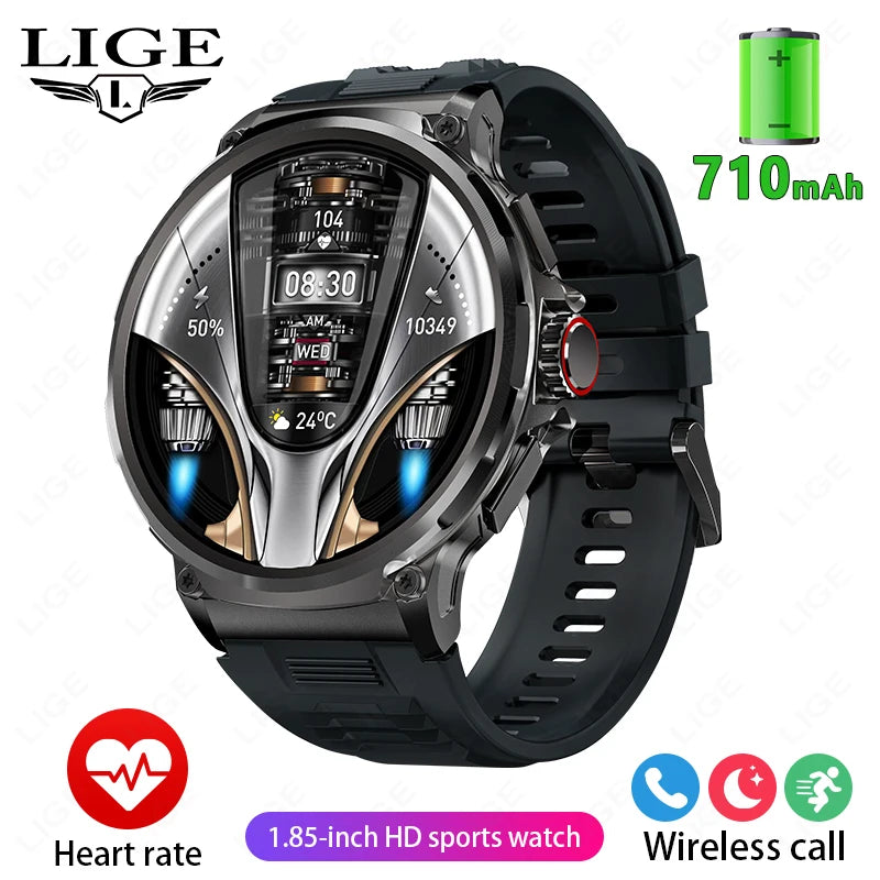 LIGE 710MAH Large Battery Smart Watch Men Outdoor Sports Fitness Bluetooth Call Bracelet Tracker Waterproof 2024 Smartwatch Gift