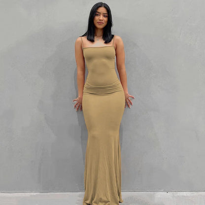 Y2K summer casual style Japanese and Korean casual women's suspender style collarless dress dress