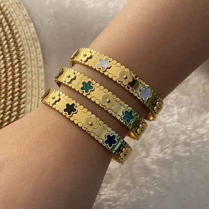 1Pc Fashion Flower Stainless Steel Bracelet Style Vintage Hand Jewelry