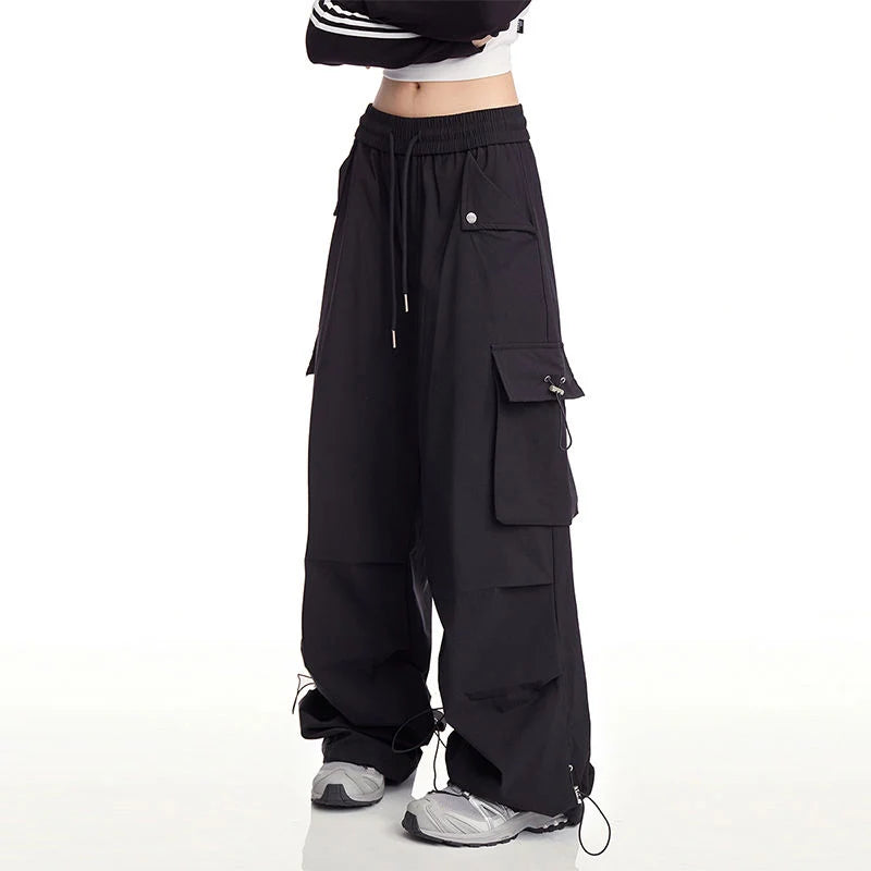 Jmprs Streetwear Cargo Pants Women Y2K High Waist Hip Hop Straight Trousers American Retro Loose Casual Bf Wide Leg Pants New