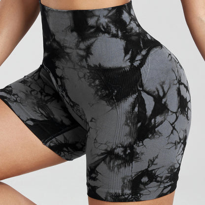 Women's Tie-Dye Yoga Shorts Leggings For High Waist Seamless Cycling Jogging Fitness Push Up Sports Gym Shorts Pants