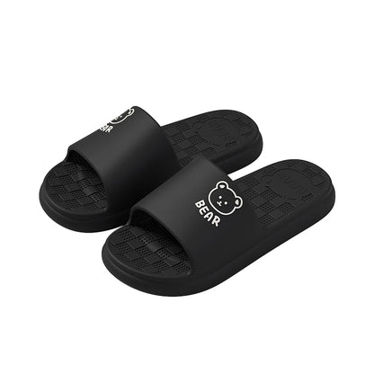 ZHIDA Fashion Women's Slippers Indoor Bathroom Soft Sole EVA Men Cartoon Bear Print Slides Summer Outdoor Couple Cool Shoes