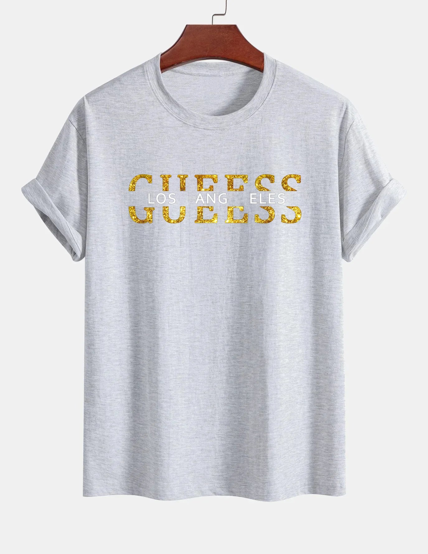Women's T-shirt 100% pure cotton summer casual loose fashion GUESS Los Angeles letter printed round neck short sleeved T-shirt