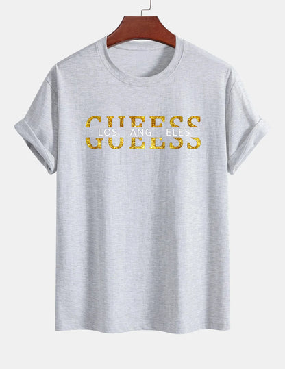 Women's T-shirt 100% pure cotton summer casual loose fashion GUESS Los Angeles letter printed round neck short sleeved T-shirt