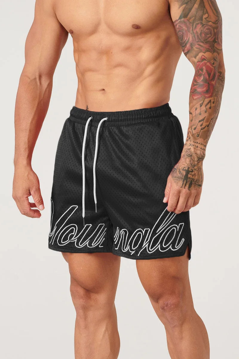 Shorts Men's Sports Mesh Quick Drying Hipster Boxing Leg Training Hole Cloth Muscle Fitness Basketball Hipster Pants