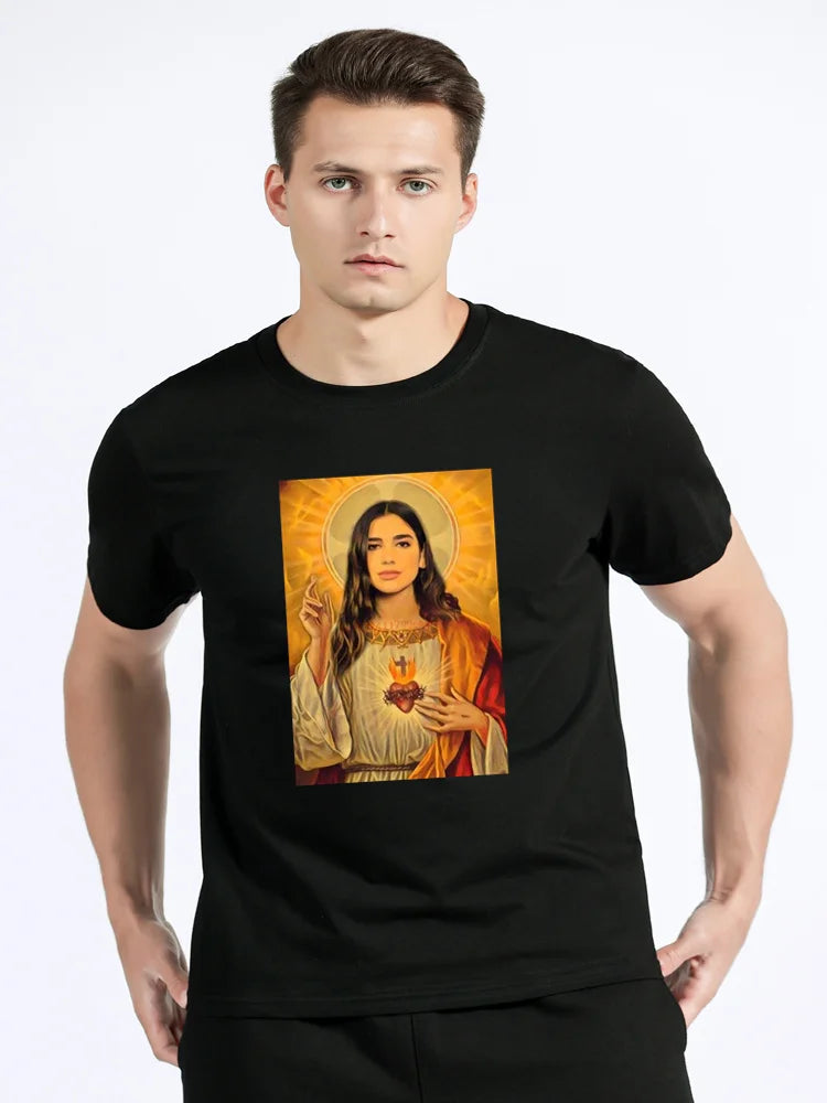 Men Cotton Graphic Tshirt Introver T-Shirt For Dua Lipa Jesus T Shirt Unisex Tops Tees Men's Clothing Streetwear