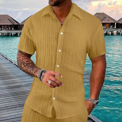 2024 European and American cross-border summer Amazon AliExpress men's shirt casual loose short-sleeved cardigan beach top