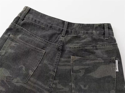 2023 American style retro street camouflage overalls women's hip-hop fried street wide-leg casual pants high street ins tide Y2K