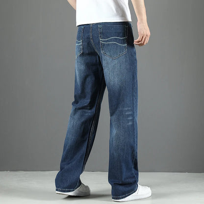 100% Cotton Men's Summer Thin Jeans Classic Straight Baggy Denim Pants Brand Comfortable Casual Trousers Plus Size 42 44 46 48