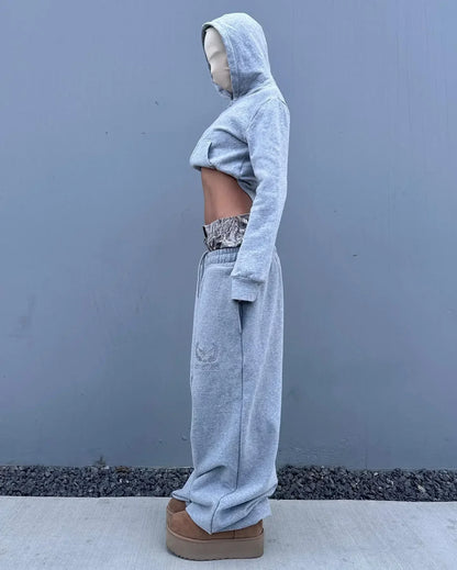 Y2K Retro Leisure Sports Pants Camouflage Embroidered Double Waist Pants Harajuku High Waisted Women Straight Leg Wide Leg Pants