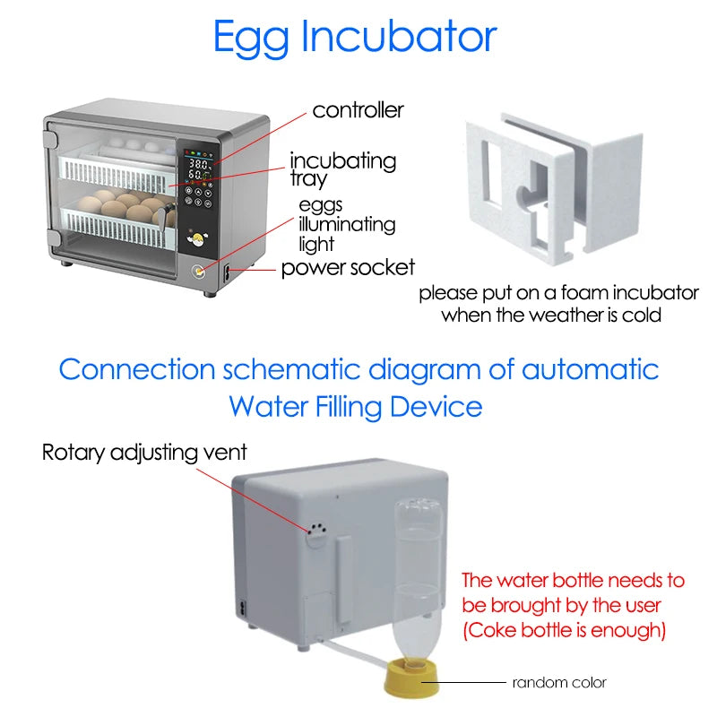 24 Egg Incubator Full Automatic Touch Temperature Control Farm Hatchery Machine Chicken Duck Quail Bird Brooder Eggs Incubator