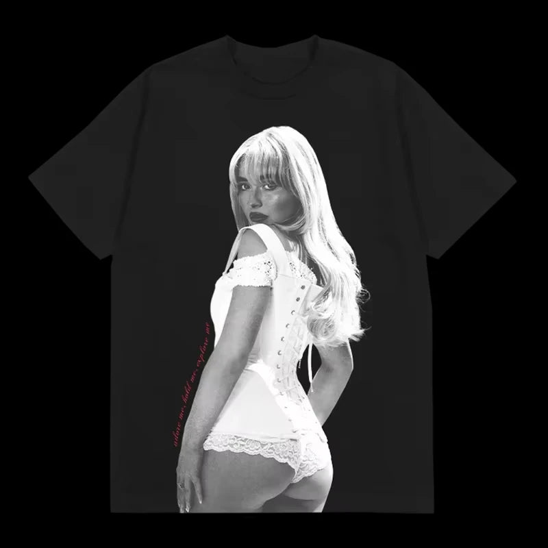 Sabrina Carpenter Album Short n' Sweet T-shirts Women Summer Female y2k Clothing 100%Cotton Harajuku Fashion Casual Streetwear