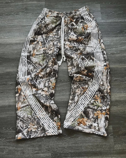 Y2K Streetwear Retro Sweatpants Gothic Hip Hop Camouflage Pattern Loose Casual Pants Mens and Womens Stretch Waist Jogging Pants