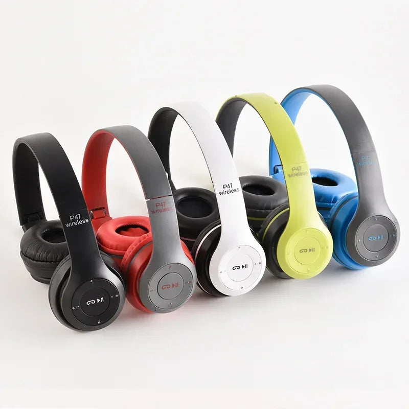 P47 Bluetooth 5.0 Wireless Headphone Foldable HIFI Stereo Bass Earphone Kid Helmet Gift With Mic USB Adaptor For iPhone Game