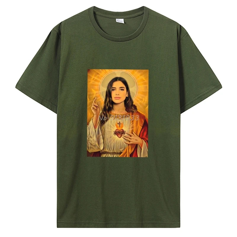 Men Cotton Graphic Tshirt Introver T-Shirt For Dua Lipa Jesus T Shirt Unisex Tops Tees Men's Clothing Streetwear