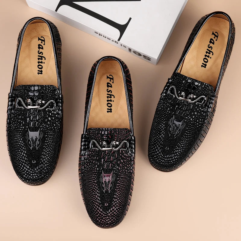 Trendy Brand Men's Genuine Leather Shoes Luxurious Banquet Dress Shoes Men's Low Top Loafers Casual Walking Shoes Big Size：36-47