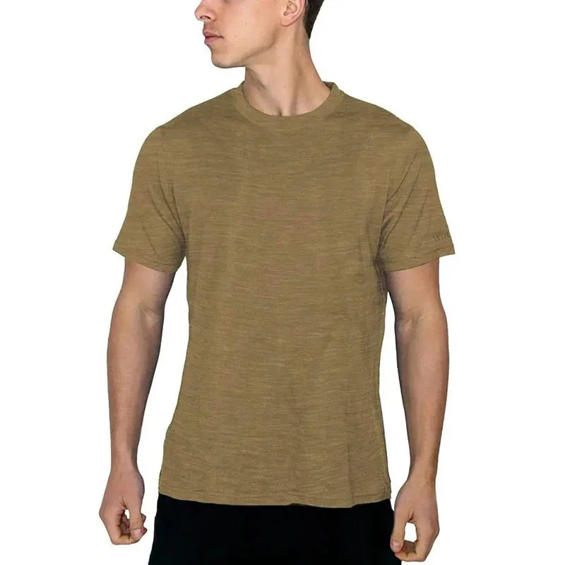 100% Merino Wool T shirt Men Base Layer Merino Shirt Wicking Breathable Quick Dry Anti-Odor No-itch Big USA Size