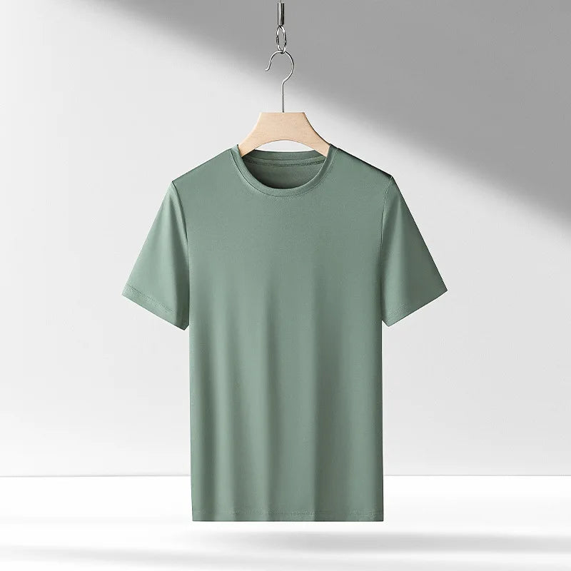100% Pima Cotton T Shirt Men 14 Color Short Sleeved Tshirt White Round Neck Brand High Quality  Mens Tee Shirts Black Summer new