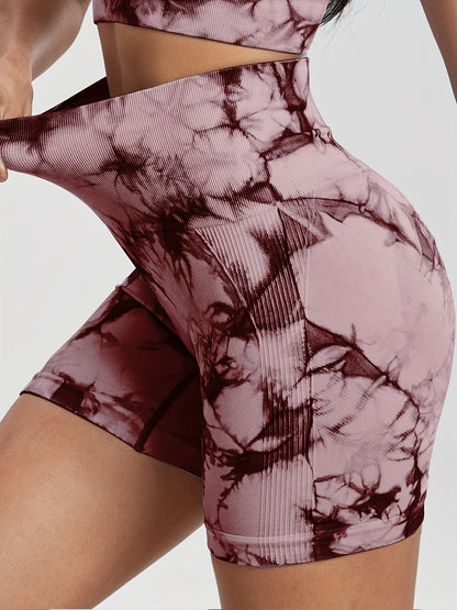 Women's Tie-Dye Yoga Shorts Leggings For High Waist Seamless Cycling Jogging Fitness Push Up Sports Gym Shorts Pants