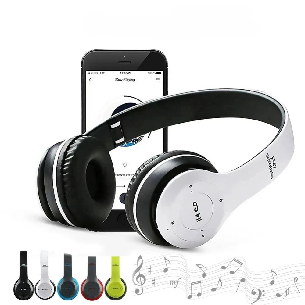 P47 Wireless Headphones Bluetooth 5.0 Earphones Foldable HIFI Stereo Bass for Music Gaming Kid Girl Earphone for Smartphone