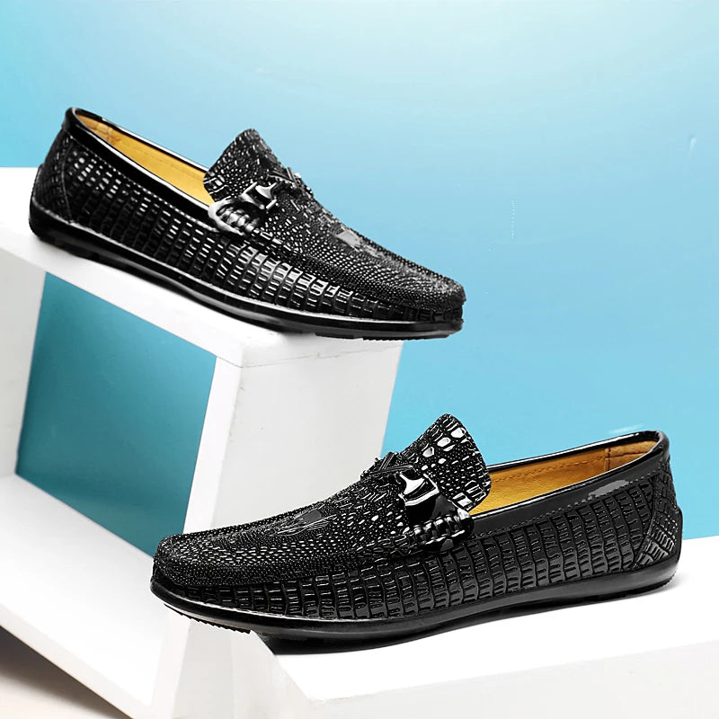 Trendy Brand Men's Genuine Leather Shoes Luxurious Banquet Dress Shoes Men's Low Top Loafers Casual Walking Shoes Big Size：36-47