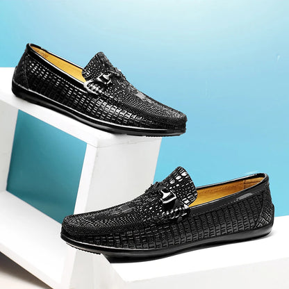 Trendy Brand Men's Genuine Leather Shoes Luxurious Banquet Dress Shoes Men's Low Top Loafers Casual Walking Shoes Big Size：36-47