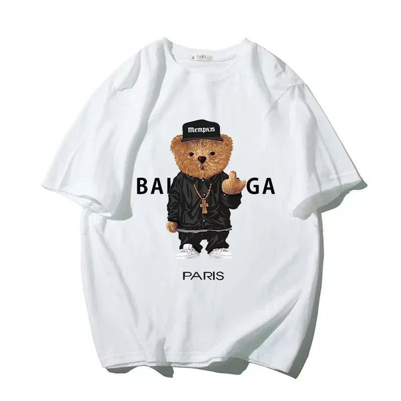 100%Cotton Women's T-Shirt for Women Bear Letter Printing Short Sleeve Summer Top Quality Luxury Brand Tees Female Streetwear