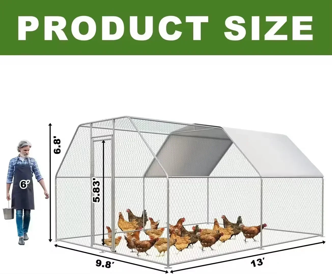 Egg Laying Large Stainless Steel Chicken Coop 8-10 Chickens Poultry Quail Rabbit Duck Cage