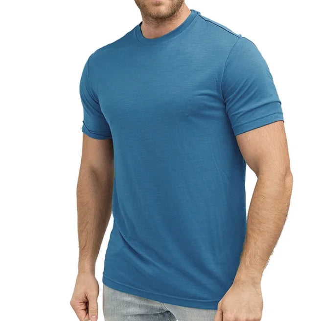 100% Merino Wool T shirt Men Base Layer Merino Shirt Wicking Breathable Quick Dry Anti-Odor No-itch Big USA Size