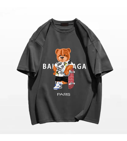 100%Cotton Women's T-Shirt for Women Bear Letter Printing Short Sleeve Summer Top Quality Luxury Brand Tees Female Streetwear