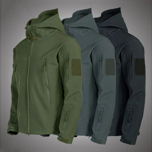 Military Shark Skin Soft Shell Jackets Men Tactical Windproof Waterproof jacket men Army Combat Jackets Mens Hooded Bomber Coats