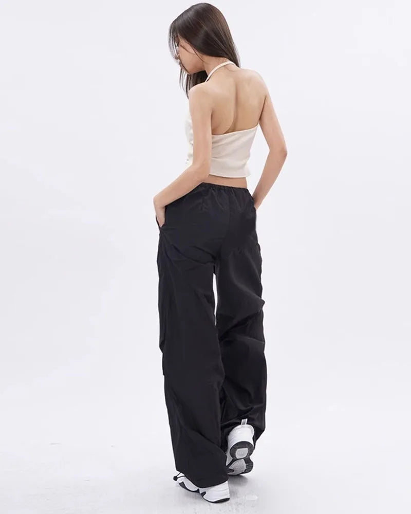 Xpqbb Y2K Parachute Pants Women Harajuku Streetwear Wide Leg Baggy Sweatpants Female Vintage Hip Hop Joggers Cargo Trousers