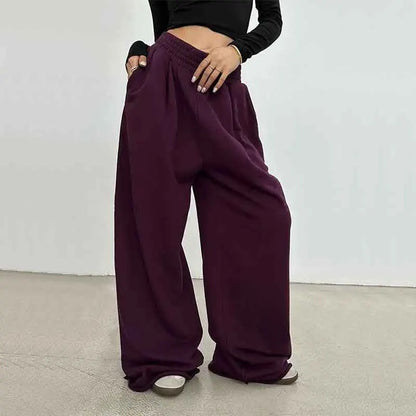 100% Cotton Loose Wide Leg Pants Women Fall Fashion Japanese High Waist Drawstring Casual Sweatpants Y2K Hip Hop Streetwear New