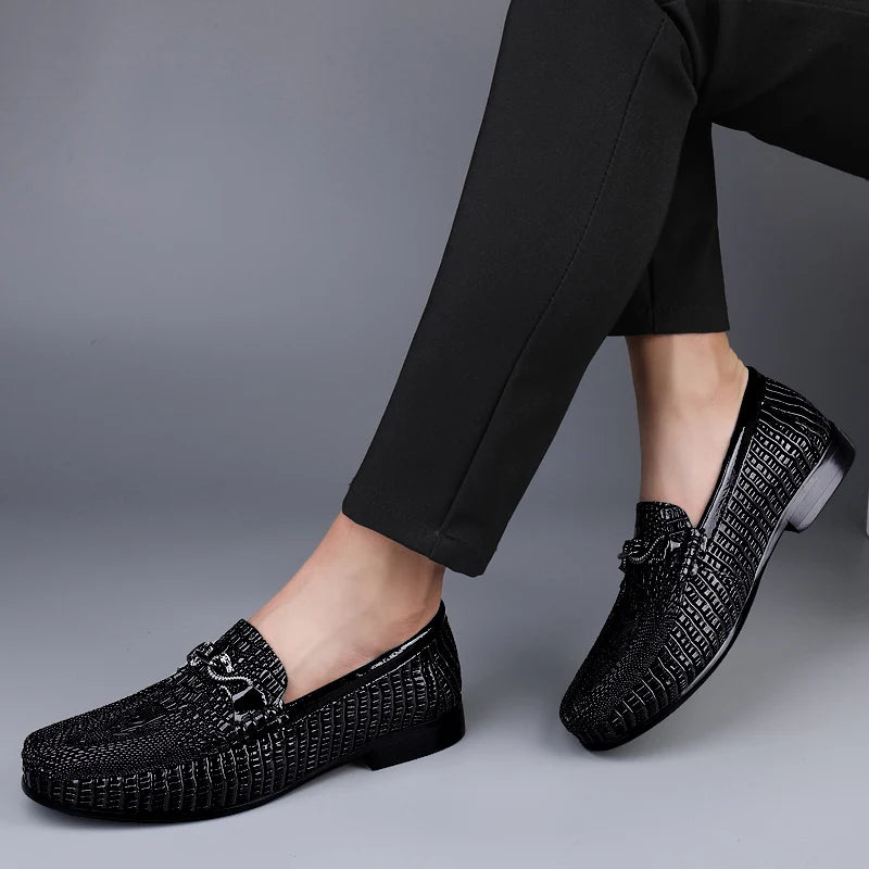 Trendy Brand Men's Genuine Leather Shoes Luxurious Banquet Dress Shoes Men's Low Top Loafers Casual Walking Shoes Big Size：36-47