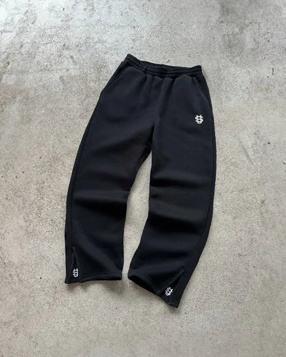 Y2K Retro Straight Pants Tracksuit Streetwear Pants Personalized Pant Leg Zipper Embroidery  Hip Hop Casual Joggers Men Pants